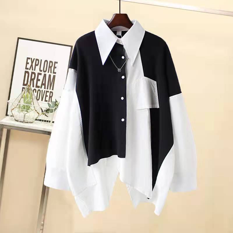 Áo Sơ Mi Tay Dài Dáng Rộng + Quần Yếm Phong Cách Hàn Quốc Thời Trang Xuân Thu Cho Nam Và Nữ