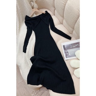[ ẢNH TỰ CHỤP ] VÁY TRỄ VAI LEN TĂM - LEN 28 - anvintageclothes