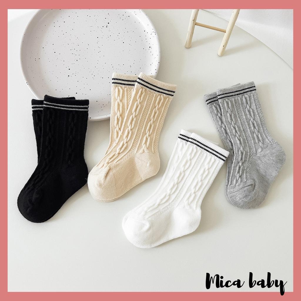 Tất vớ cao cổ chất len dập hình nổi phong cách Hàn Quốc đáng yêu cho bé T40 Mica baby