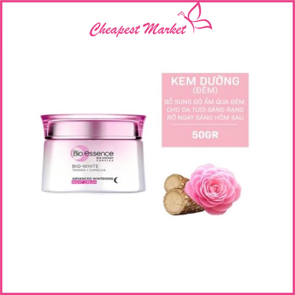 Kem dưỡng trắng chuyên sâu ban đêm Bio Essence Bio-White chiết xuất Tanaka & Camellia 50g
