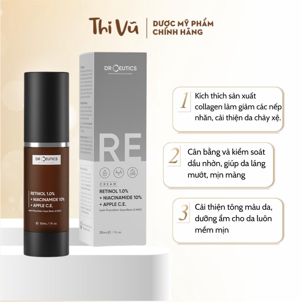 Kem Chống Lão Hóa Sáng Da DrCeutics Retinol + Niacinamide 5% + Apple C.E. 30ml