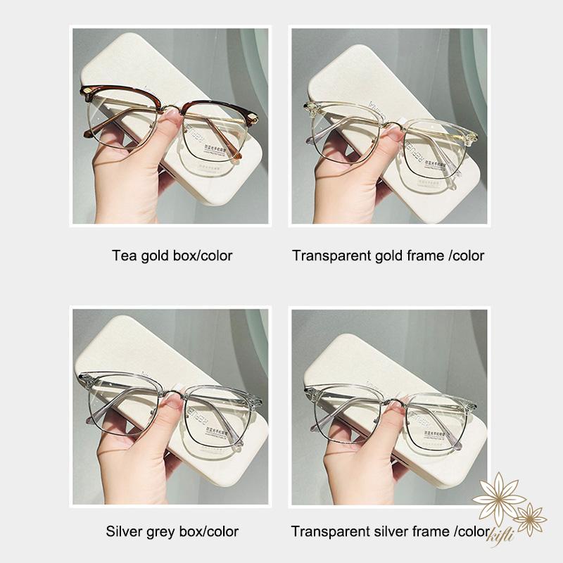 Kính mát giả cận nam nữ form nửa gọng clubmaster chống tia uv ánh sáng xanh bảo vệ mắt