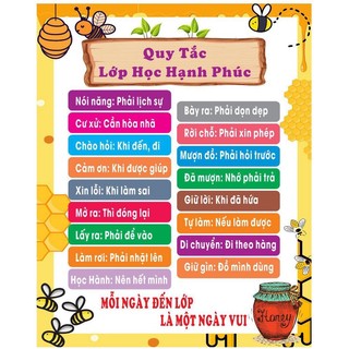 Quy tắc lớp học hạnh phúc , Chất liệu bạt - 1mx80cm - Giáo cụ dạy học cho giáo viên khối tiểu học.