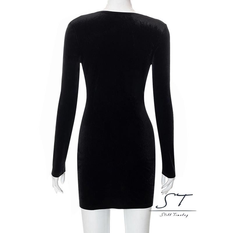 Đầm Dài Tay Màu Trơn Dáng Ôm Gợi Cảm Cho Nữ