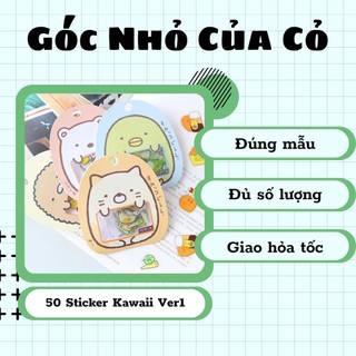Bộ 50 miếng sticker Kawaii mẫu động vật siêu đáng yêu Trang trí sổ tay bullet journal chống nước Gocnhocuaco