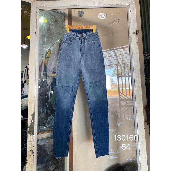Set jeans dài lưng cao đen rách 3line+ crop petter phối viền