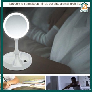 Makeup Mirror With Light USB Dual Side Desktop 10X Magnifying Foldable Mirror 1110