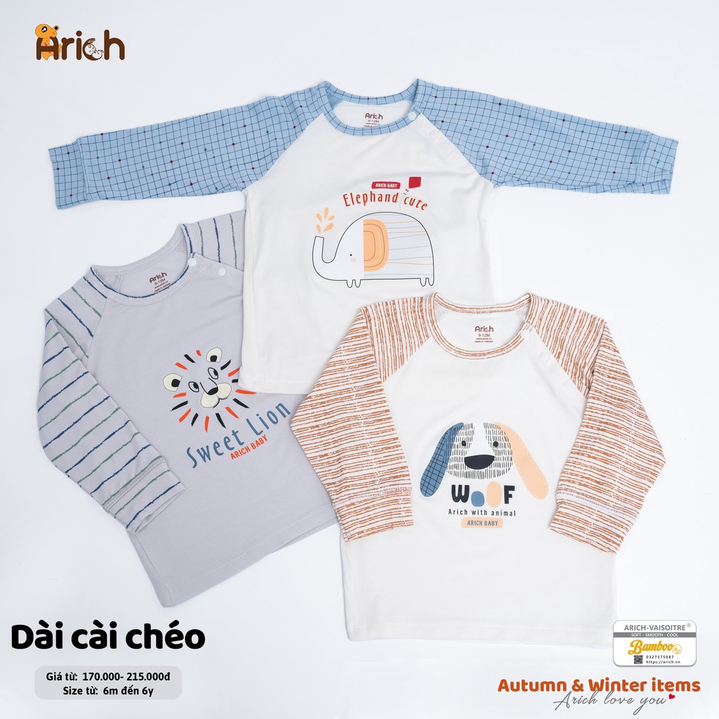Bộ dài tay cài chéo phối hình vải sợi tre cao cấp Arich