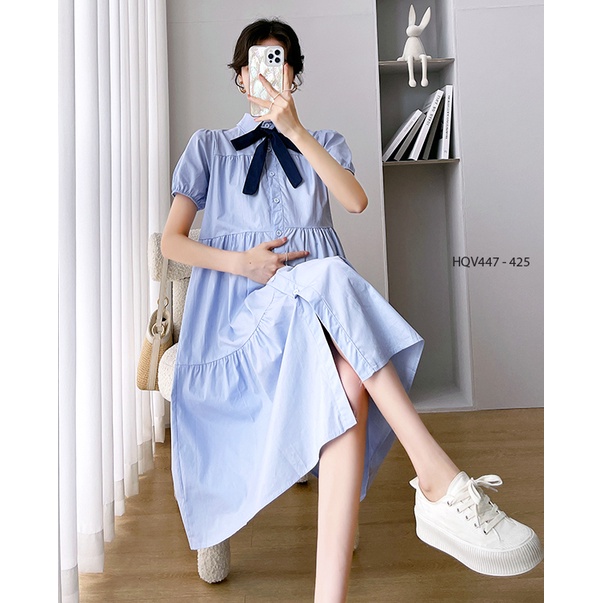 Young Mom | Đầm bầu HQV247 chất vải Kate kiểu somi công sở hàng nhập Quảng Châu