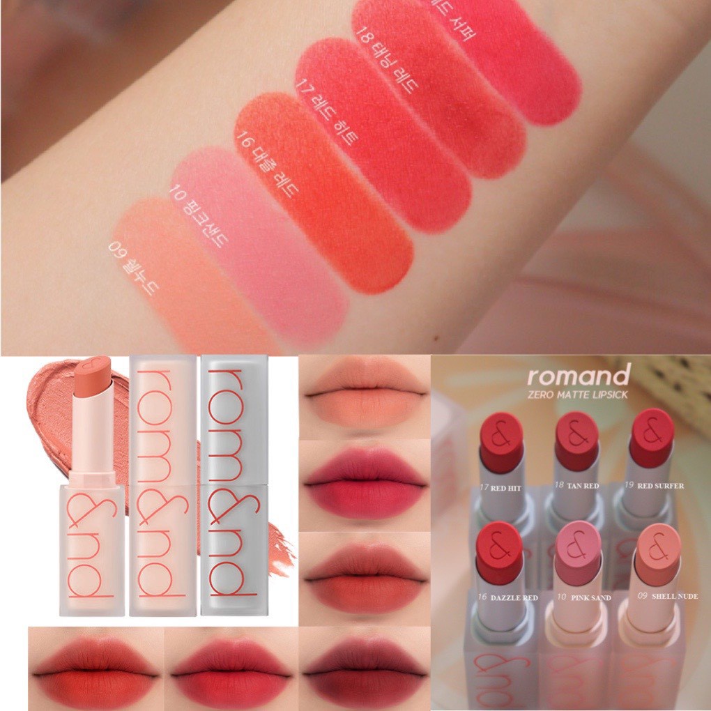 Son Thỏi Siêu Mịn Romand New Zero Matte Lipstick Shell Beach Nude Collection