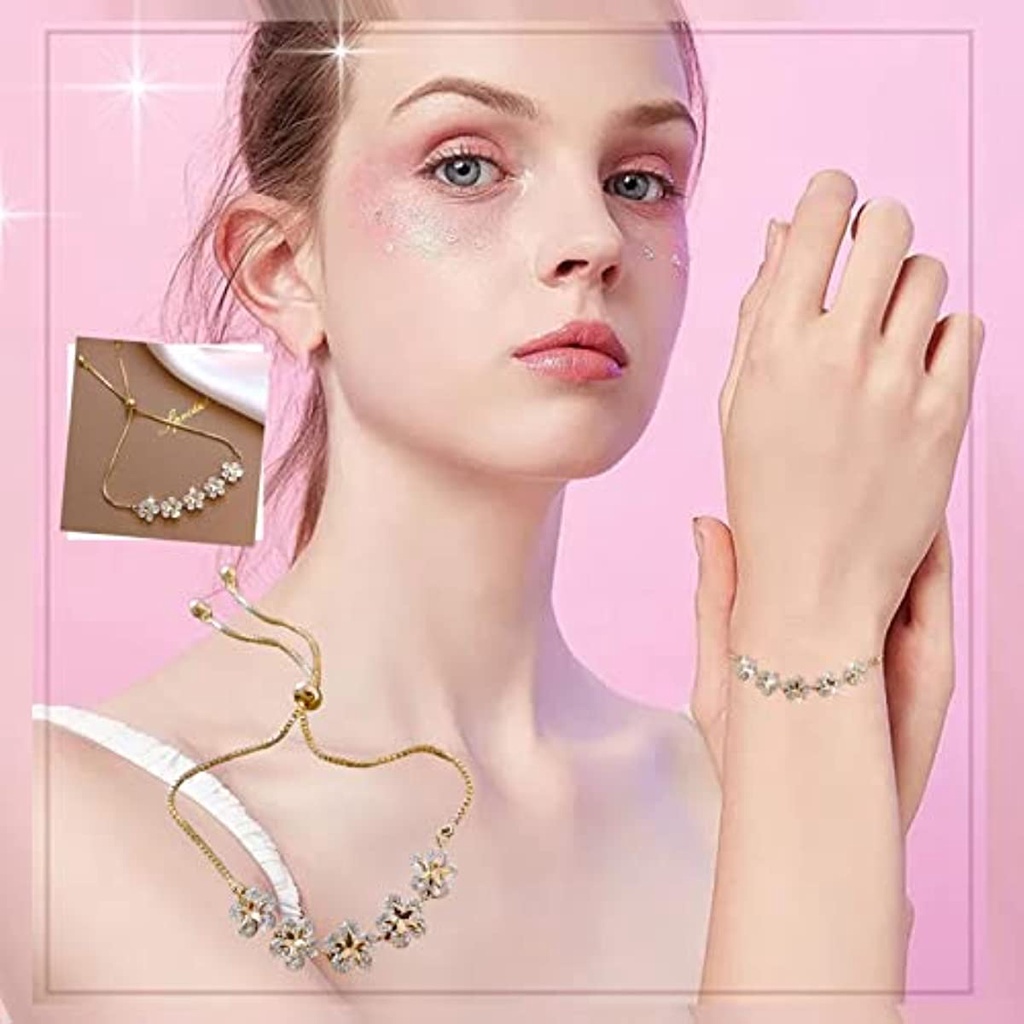 Vòng Đeo Tay Họa Tiết Hoa Đính Đá Zircon Đơn Giản Phong Cách Hàn Quốc JP5