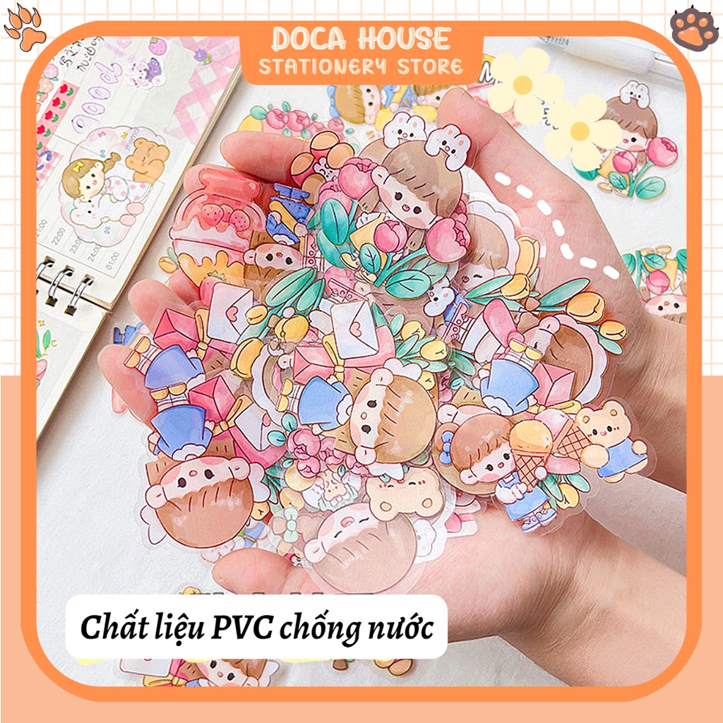 Set 24 Miếng Sticker Momo Cắt Sẵn, Hình Dán Dễ Thương Chất Liệu PET Chống Thấm Nước Trang Trí Sổ Tay, Nhật Ký