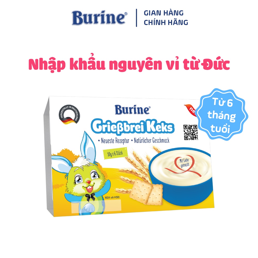 [Có mix vị] Combo 2 vỉ Cháo sữa ăn dặm Burine vị Bích quy dành cho bé từ 6 tháng tuổi - Nhập khẩu 100% từ Đức