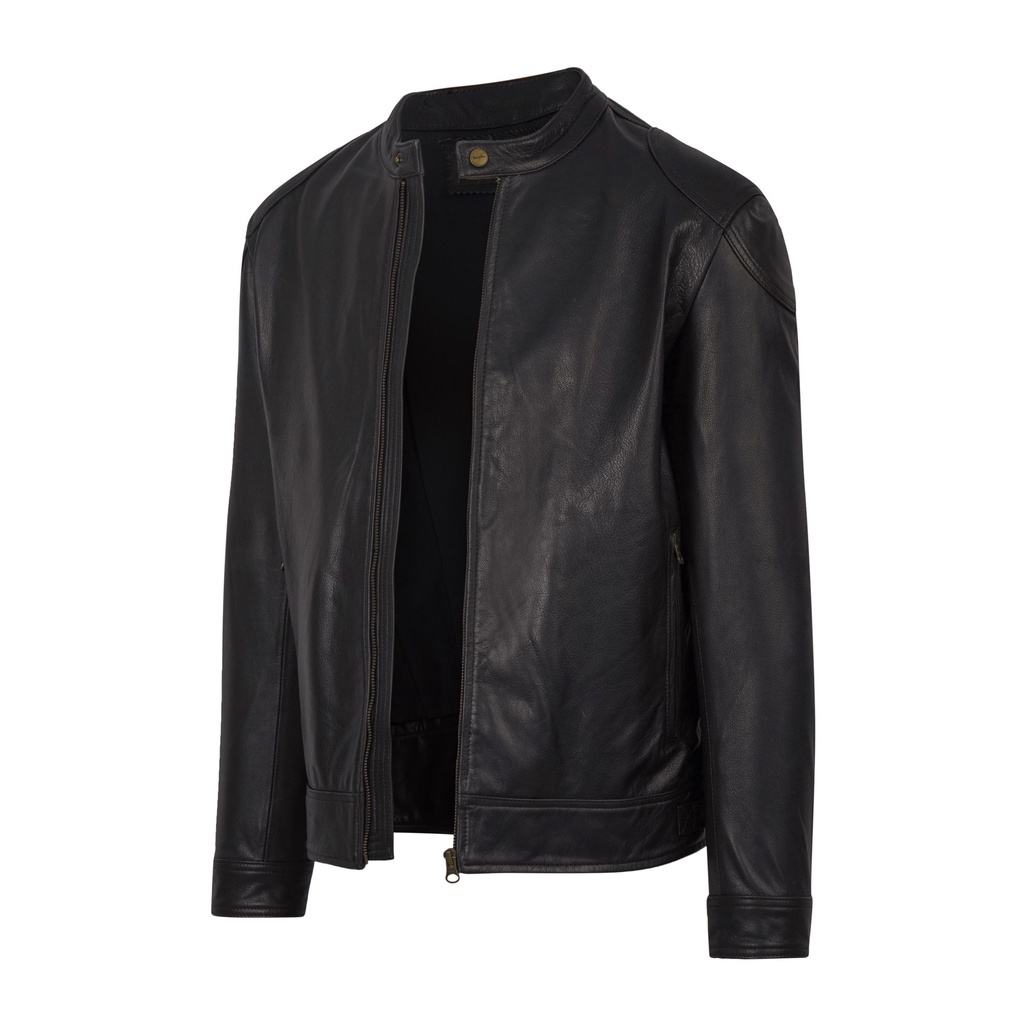 Áo khoác da nam FTT Leather Racer Jacket da dê trơn đắp vai 100% da thật