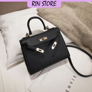 Túi xách nữ cao cấp HM Kelly dáng cao size 25 tặng kèm khăn lụa quấn - Túi xách chữ H đẹp da sần và vân đá