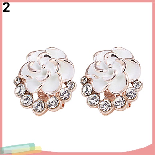 Đôi Khuyên Tai HìNh Hoa Sơn Trà ĐíNh Kim Cương Giả NhiềU MàU ThờI Trang Cho Nữ