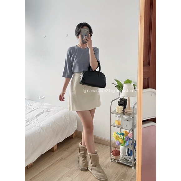 Chân váy len trơn cạp chun