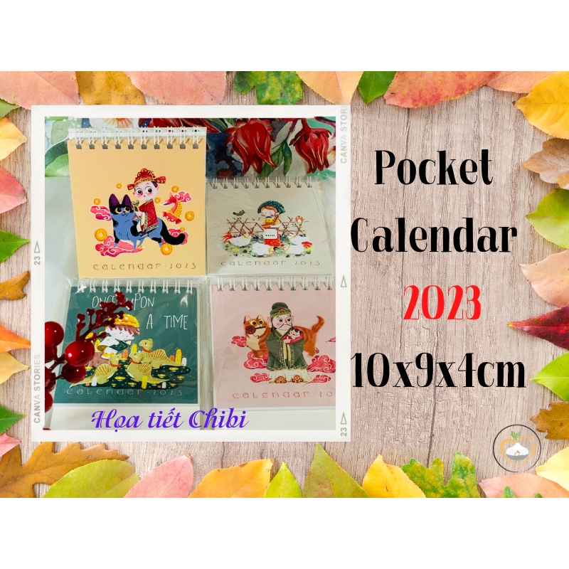 Lịch bàn mini, lịch bỏ túi 2023 TIẾNG VIỆT không chữ TQ - Hoạt hình đáng yêu-Kích thước 10x9x4 cm