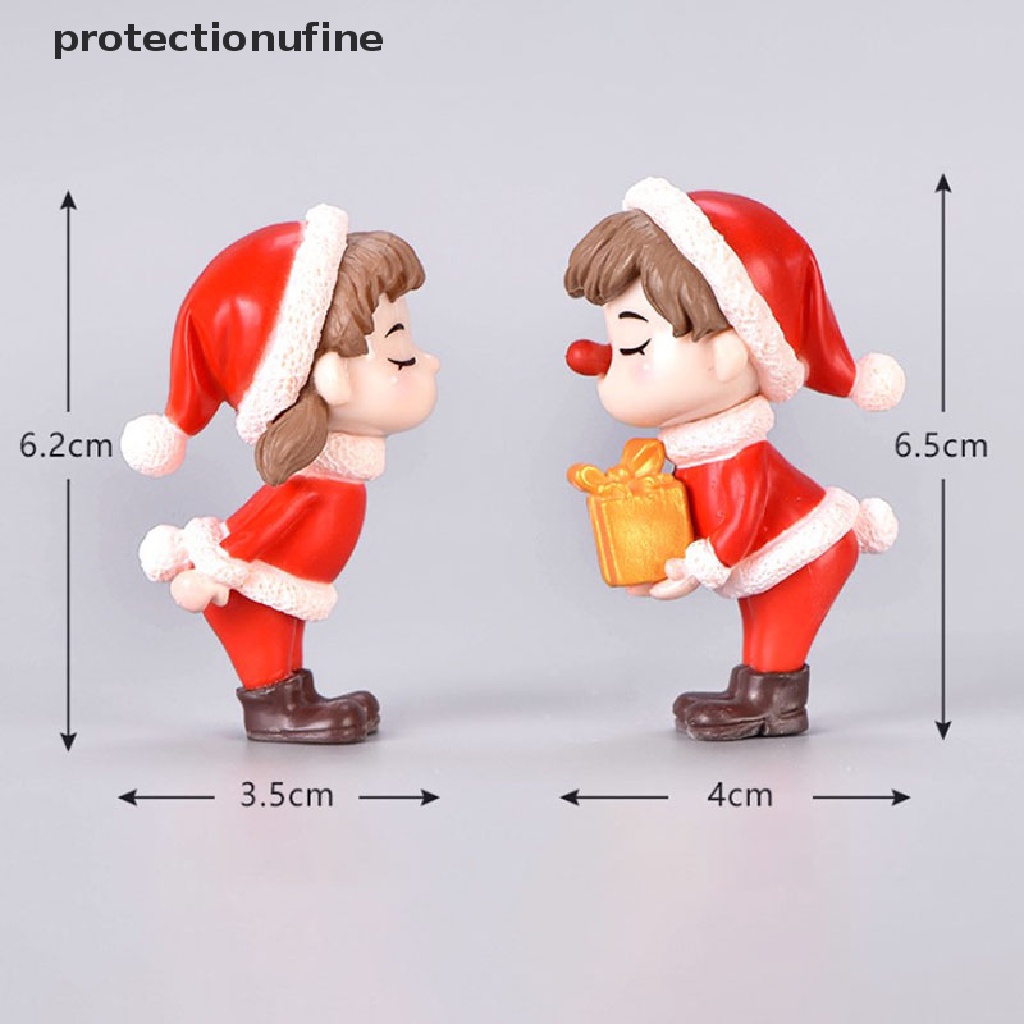 Set 2 Mô Hình Cặp Đôi Búp Bê Mini Bằng Resin Đáng Yêu Trang Trí Giáng Sinh PR3VN