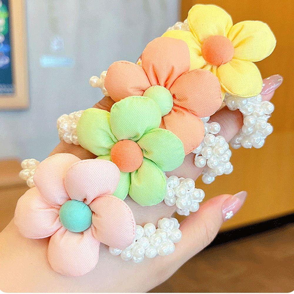 Dây Cột Tóc Đuôi Ngựa Co Giãn Đính Bóng Lông Nhỏ Đáng Yêu Cho Bé Gái