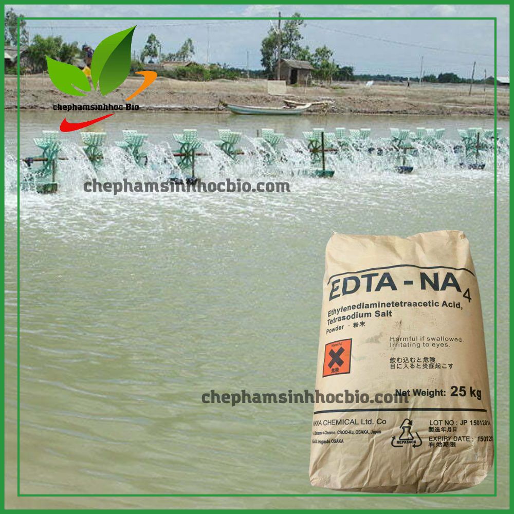EDTA 4 Muối Na+. Khử kim loại nặng, khử phèn trong ao nuôi, xử lý nước thải. Bao 25kg