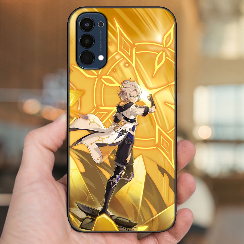 Ốp lưng Oppo Reno 4 viền đen in hình Albedo Genshin Impact