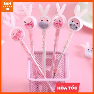Bút bi nước nhũ tai thỏ đáng yêu