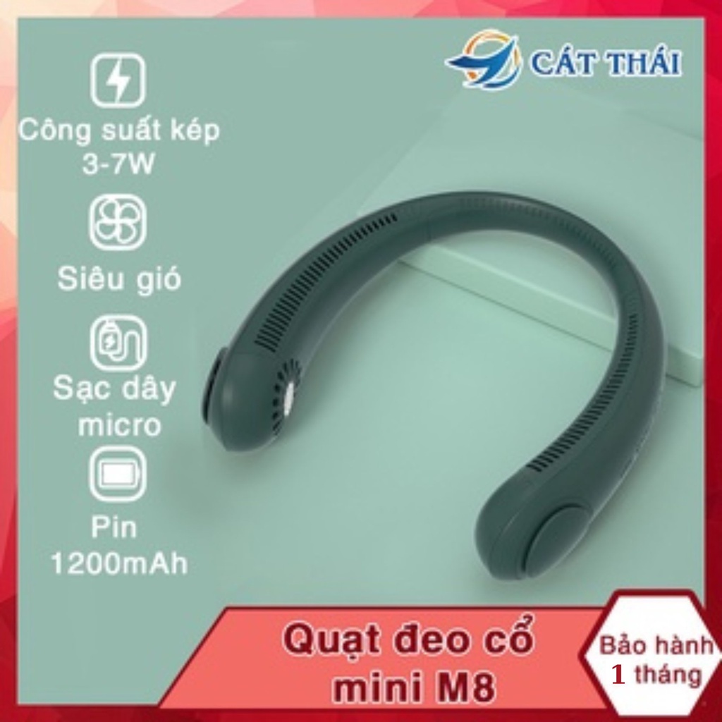 Quạt mini đeo cổ M8, thiết kế công suất kép mạnh mẽ, hai chế độ gió dễ dàng điều chỉnh tùy ý, công suất 3-7W