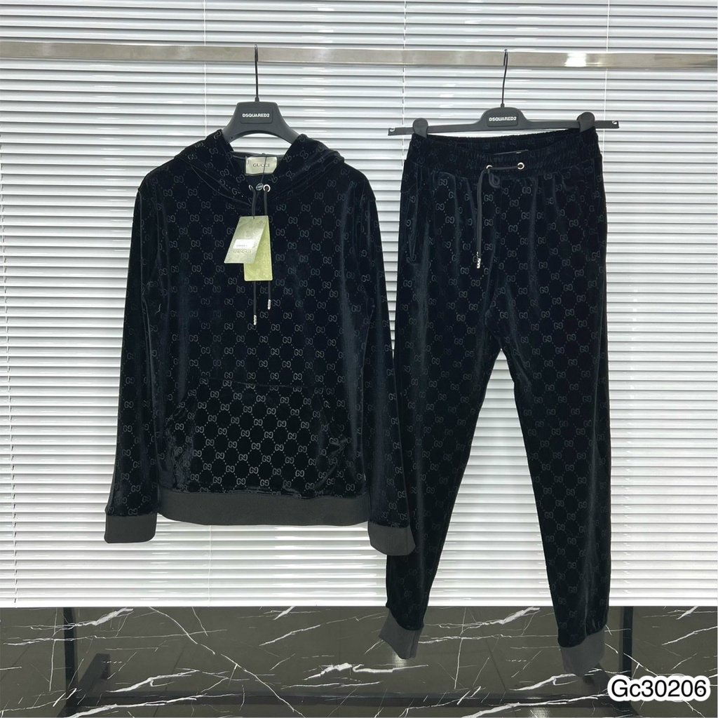 Bộ nỉ nhung áo hoodie vân GC siêu đẹp - Bộ nỉ nhung cho nam GC cực chất