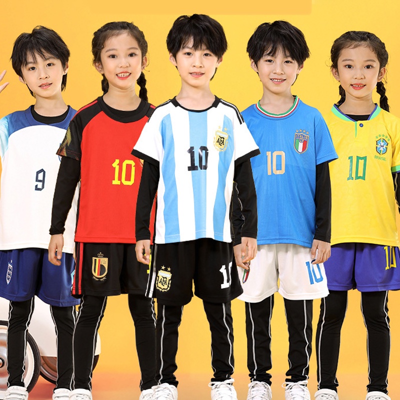Bộ Quần Áo Bóng Đá Đội Tuyển Quốc Gia Messi Argentina Bồ Đào Nha Ý 2022 Cho Trẻ Em