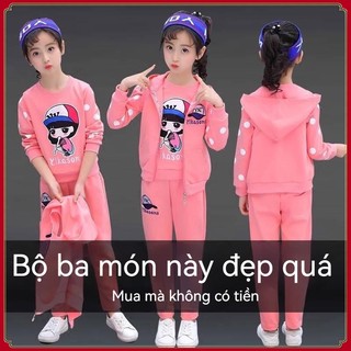 Set đồ thể thao phong cách hàn quốc thời trang thu đông hàng mới 2023 dành cho bé gái