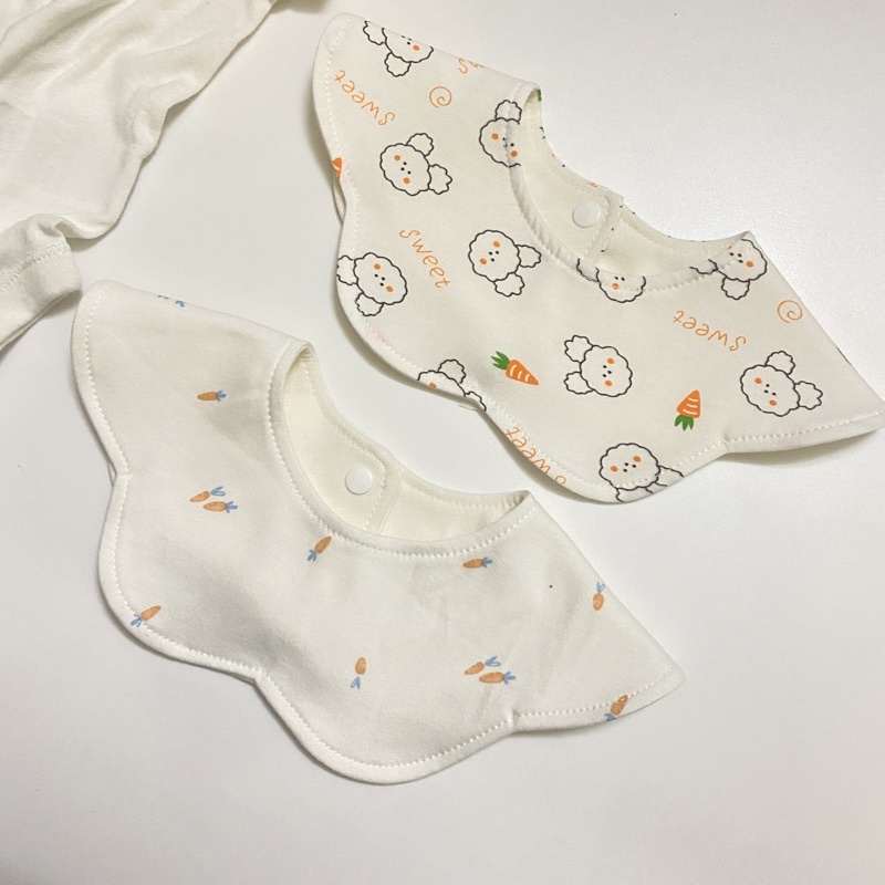 Yếm vải tròn cổ hoa Hàn Quốc chất cotton organic cho em bé từ 0-36m