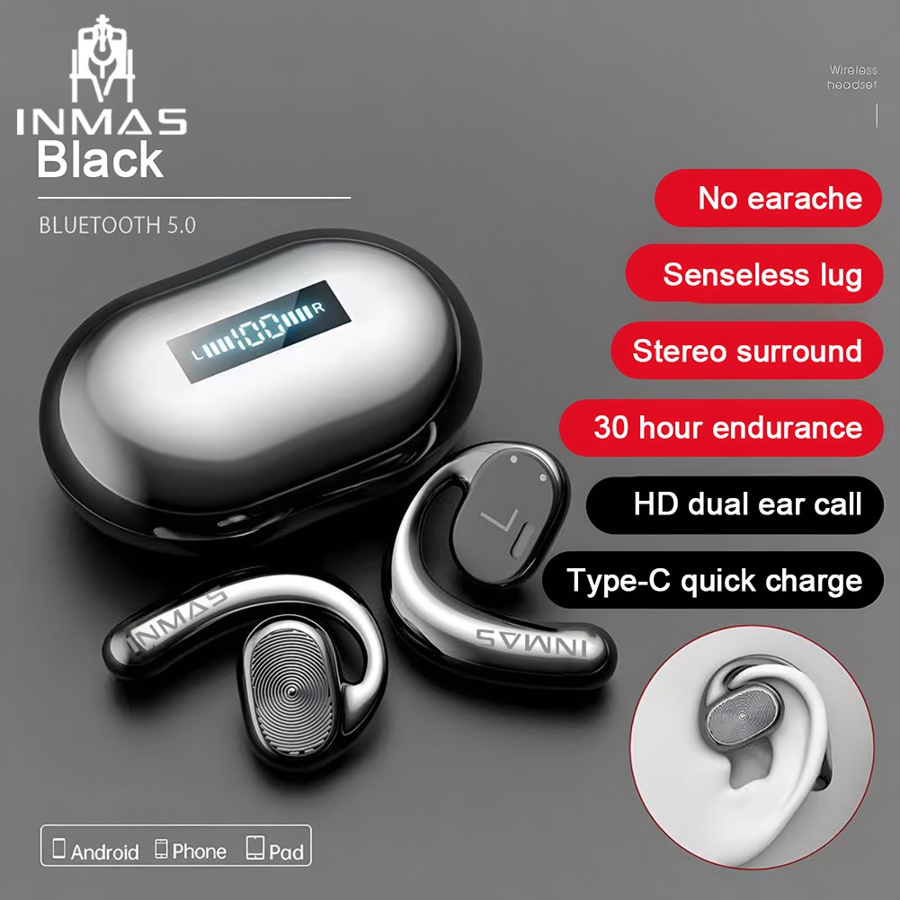 Inmas 5.0 Dẫn Truyền Xương Bluetooth Tai Nghe Loại Bỏ Tiếng Ồn Ip7 Chống Nước Không Dây Tai Nghe Có Mic Tai Nghe Over-Tai Nghe Nhét Tai.