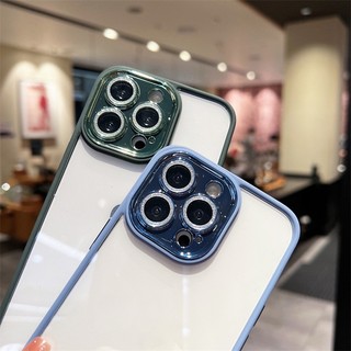 🌟MÀU TÍM🌟Ốp Miruyi trong viền màu camera gắn đá nhũ lớp kính bảo vệ camera IPHONE 11 12 13 14  15 PRO PLUS MAX