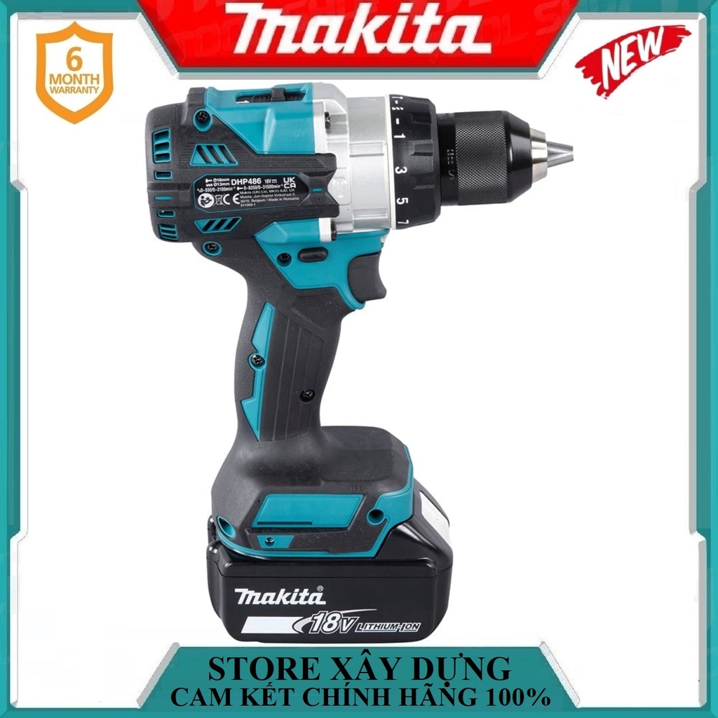 MÁY KHOAN BÚA VÀ VẶN VÍT DÙNG PIN(BL)(18V) MAKITA DHP486Z - HÀNG CHÍNH HÃNG
