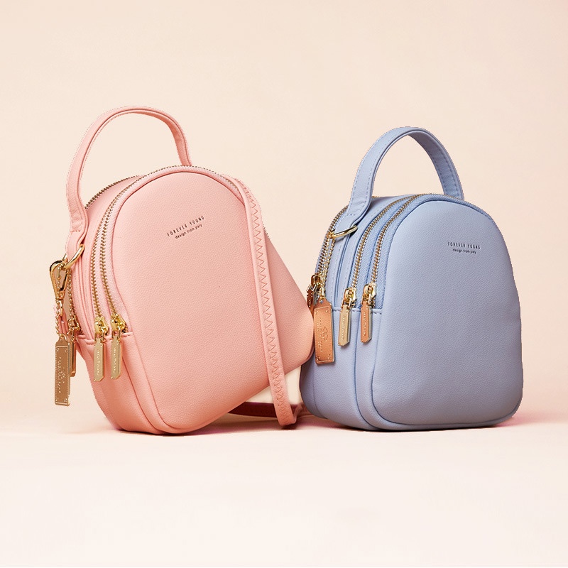 IELGY Ba Lô Nhỏ Màu Trơn Sức Chứa Lớn Phong Cách Hàn Quốc Cho Nữ