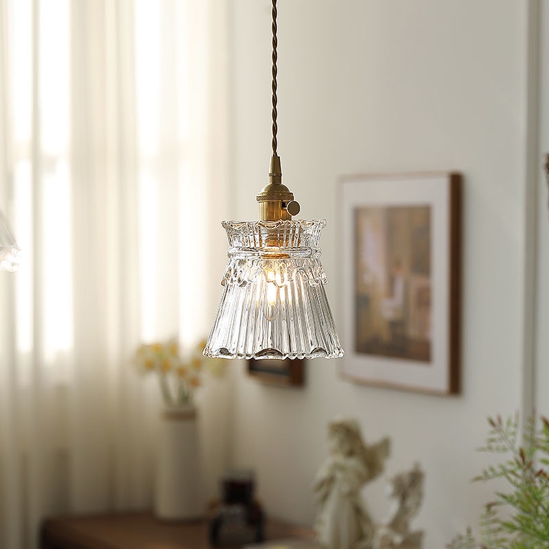 Enoughome Đèn Chùm Bằng Đồng Thủy Tinh Treo Ban Công Phòng Ngủ Ban Công Quán Bar Kiểu Pháp Lãng Mạn Retro Dòng Dài