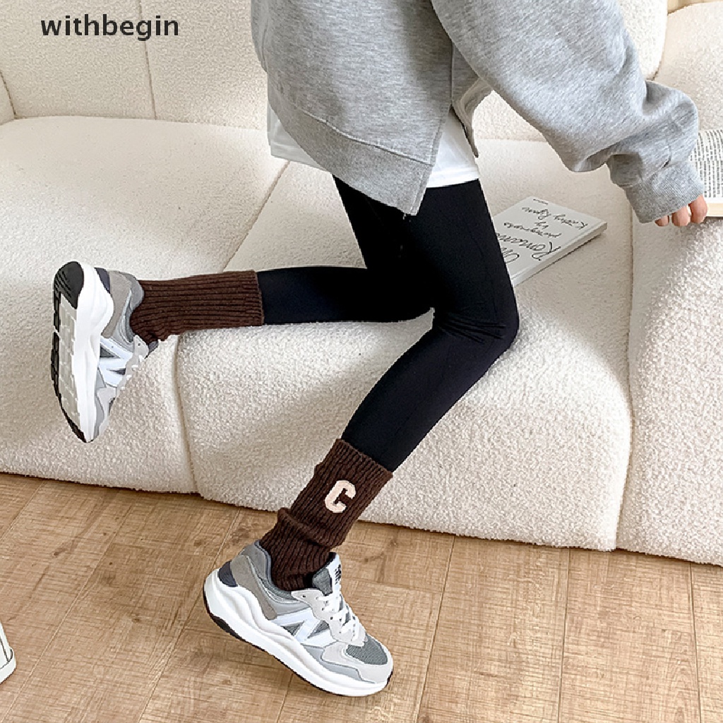 1 Đôi Vớ Giữ Ấm Màu Trơn In Chữ Đơn Giản Phong Cách Hip Hop Thời Trang Thu Đông Cho Nữ