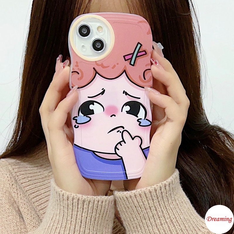 Ốp Lưng Điện Thoại cho iPhone 14 13 12 Mini 11 Pro X XR XS Max SE 2020 7 8 Plus Oval Big Eye Wavy Pattern Motif Cô gái hoa dễ thương