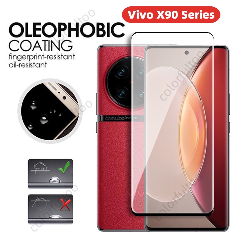 Kính Cường Lực 9H Viền Cong 3D Trong Suốt Bảo Vệ Màn Hình Cho Vivo X90 X80 X70 Pro Plus X90Pro + X80Pro X70Pro VivoX90 5G