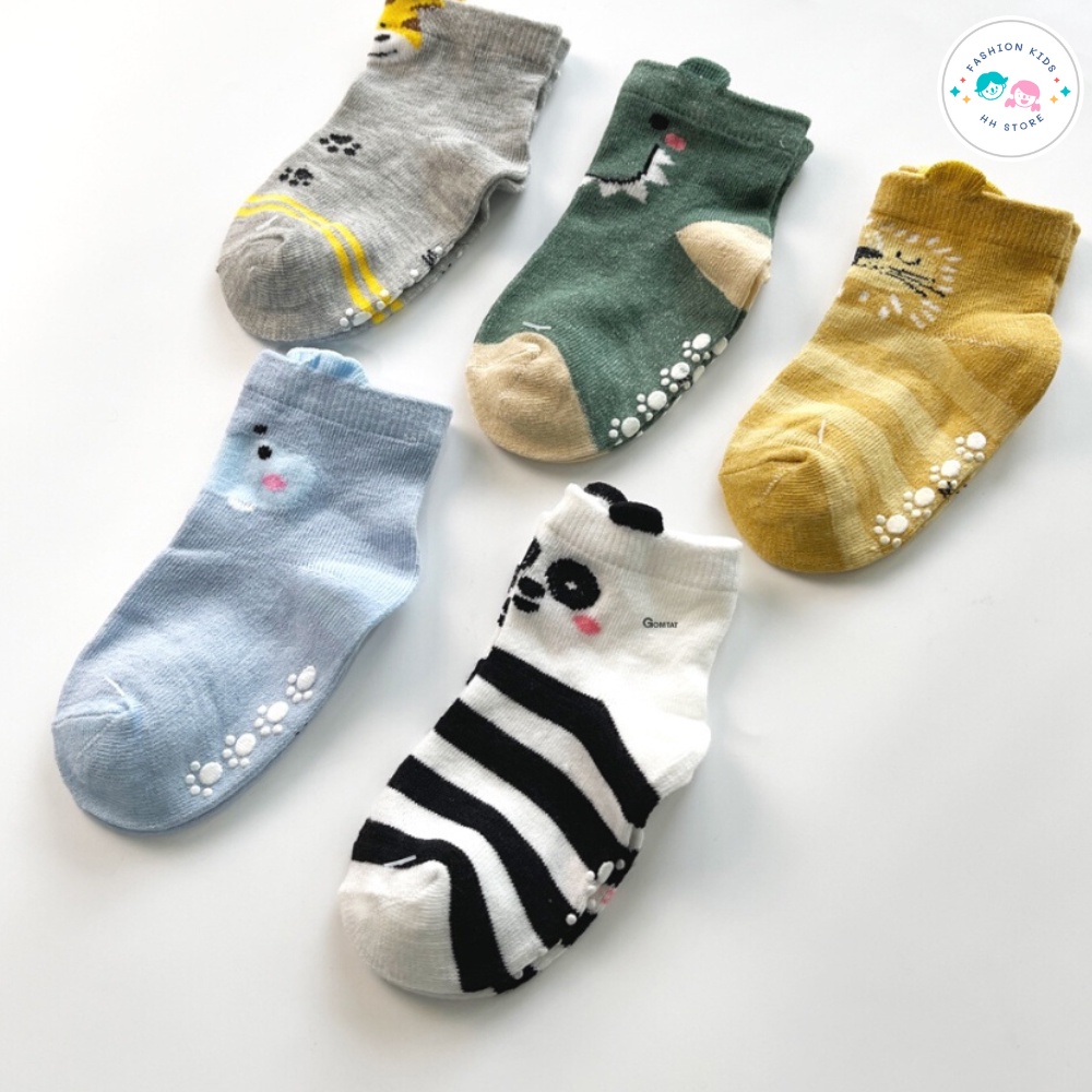 Set 5 Đôi Tất Vớ Cho Bé Trai Bé Gái 0-5 Tuổi Cotton Co Giãn Cao Cấp Thoáng Khí Họa Tiết Hoạt Hình Dễ Thương