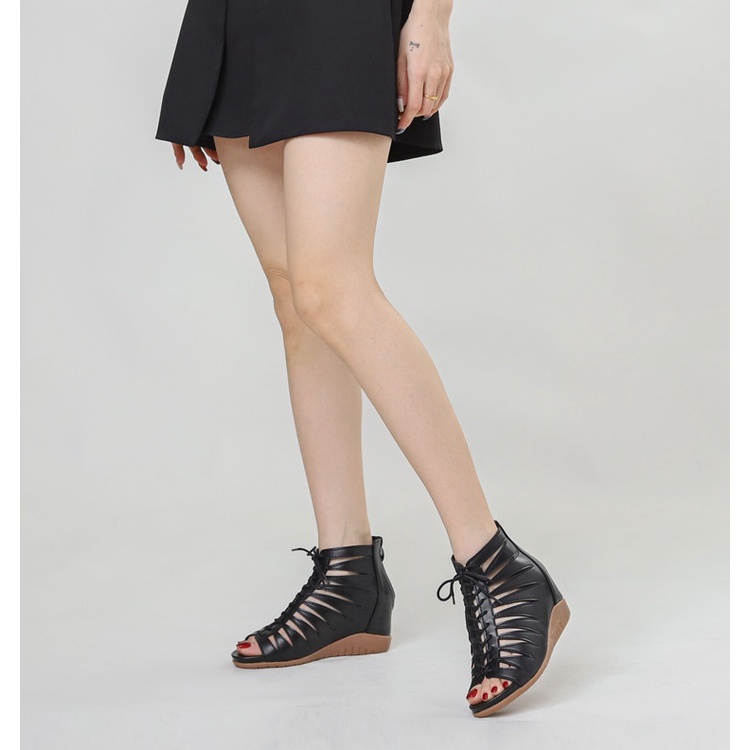 Sandal đế xuồng cao 6cm phong cách chiến binh, đế giấu gót thời trang (order)