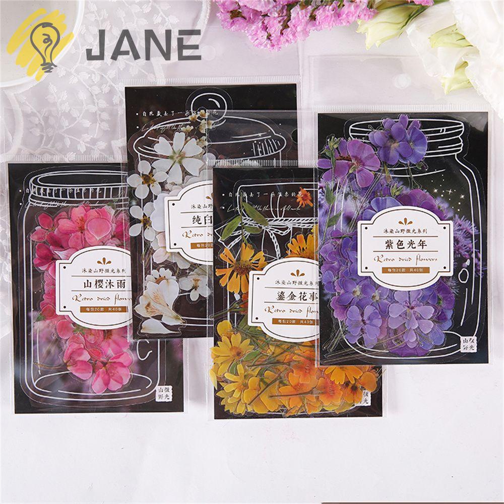 Set 40 Miếng Dán Trang Trí Sổ Tay/Nhật Ký Hình Hoa Lá Kiểu Vintage Tự Dính DIY