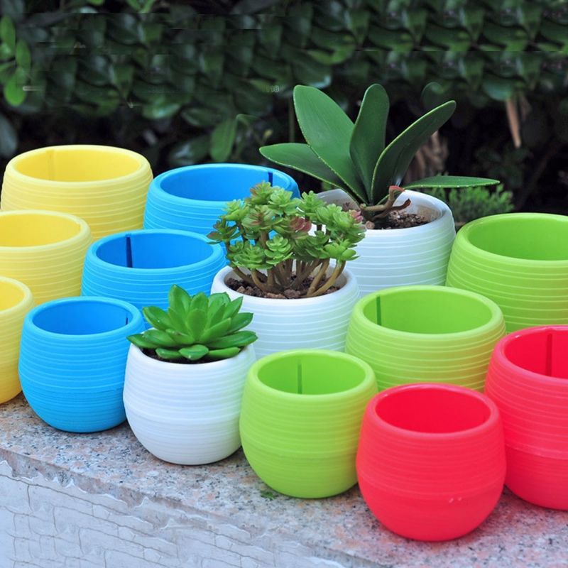 Chậu Nhựa 2 tầng Mini Trang Trí Văn Phòng 6 Màu