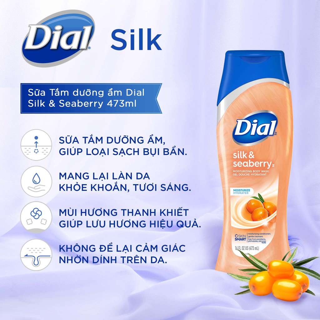 Sữa tắm Dial Spring Water,Silk&Seaberry,For Men 3 in 1