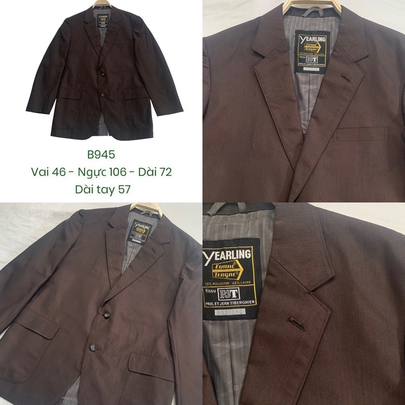 Áo khoác blazer menswear nam nữ B945 form suông có độn vai chất dày dặn nặng tay 2hand Nhật si tuyển ảnh thật