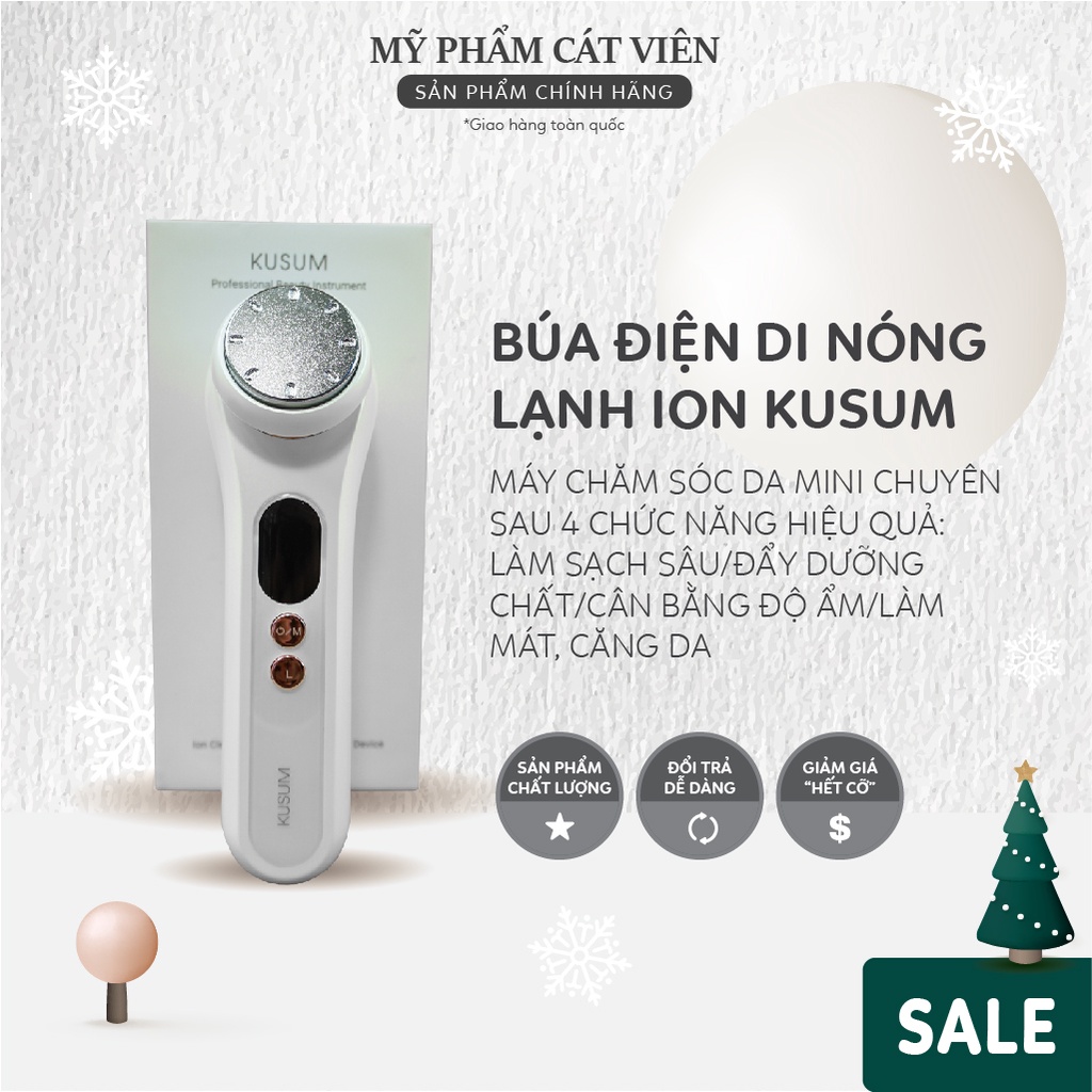 Búa nóng lạnh ion 2 đầu Kusum Hàn Quốc, chăm sóc da chuẩn spa, trẻ hóa tái tạo se khít lỗ chân lông, công nghệ cảm ứng