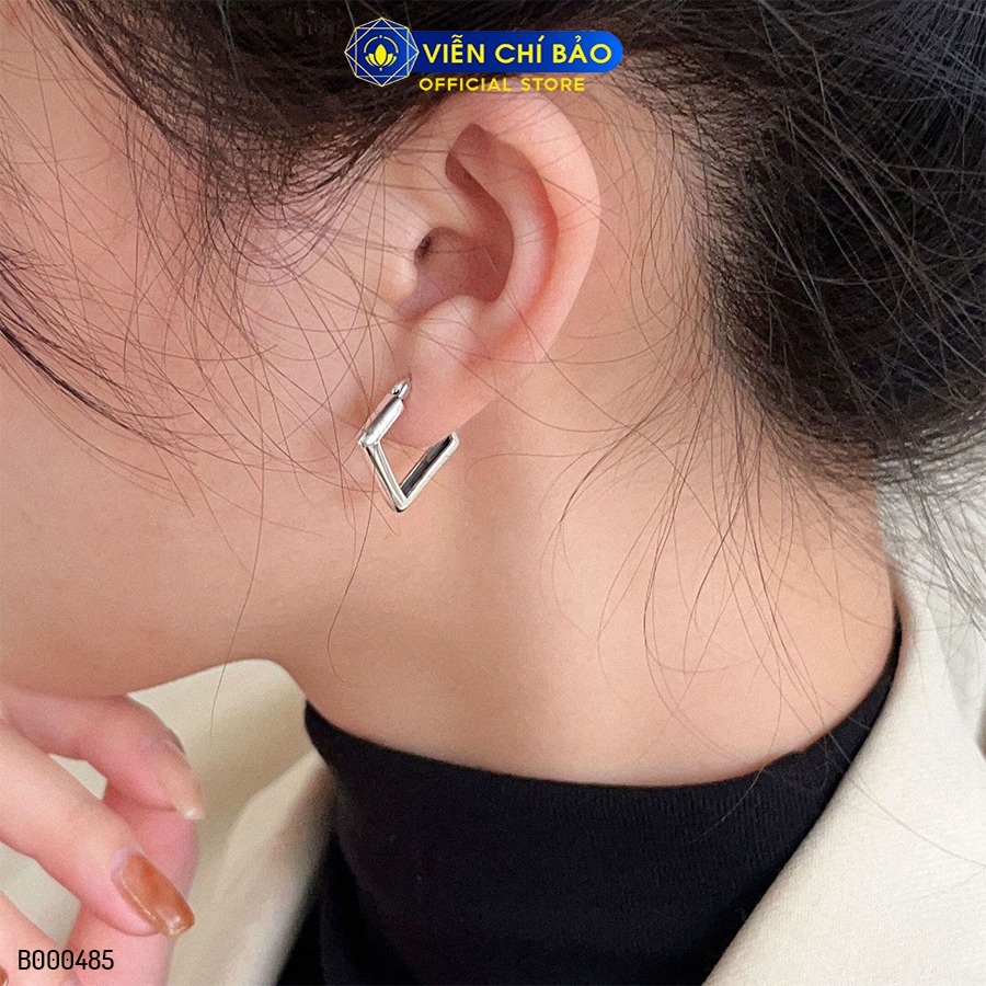 Bông tai bạc nữ hình thoi new chất liệu bạc 925 thời trang phụ kiện trang sức Viễn Chí Bảo B000485