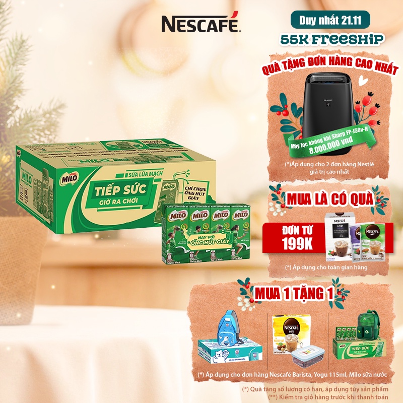 Sữa lúa mạch Nestlé® MILO® thùng 48 hộp x 115ml