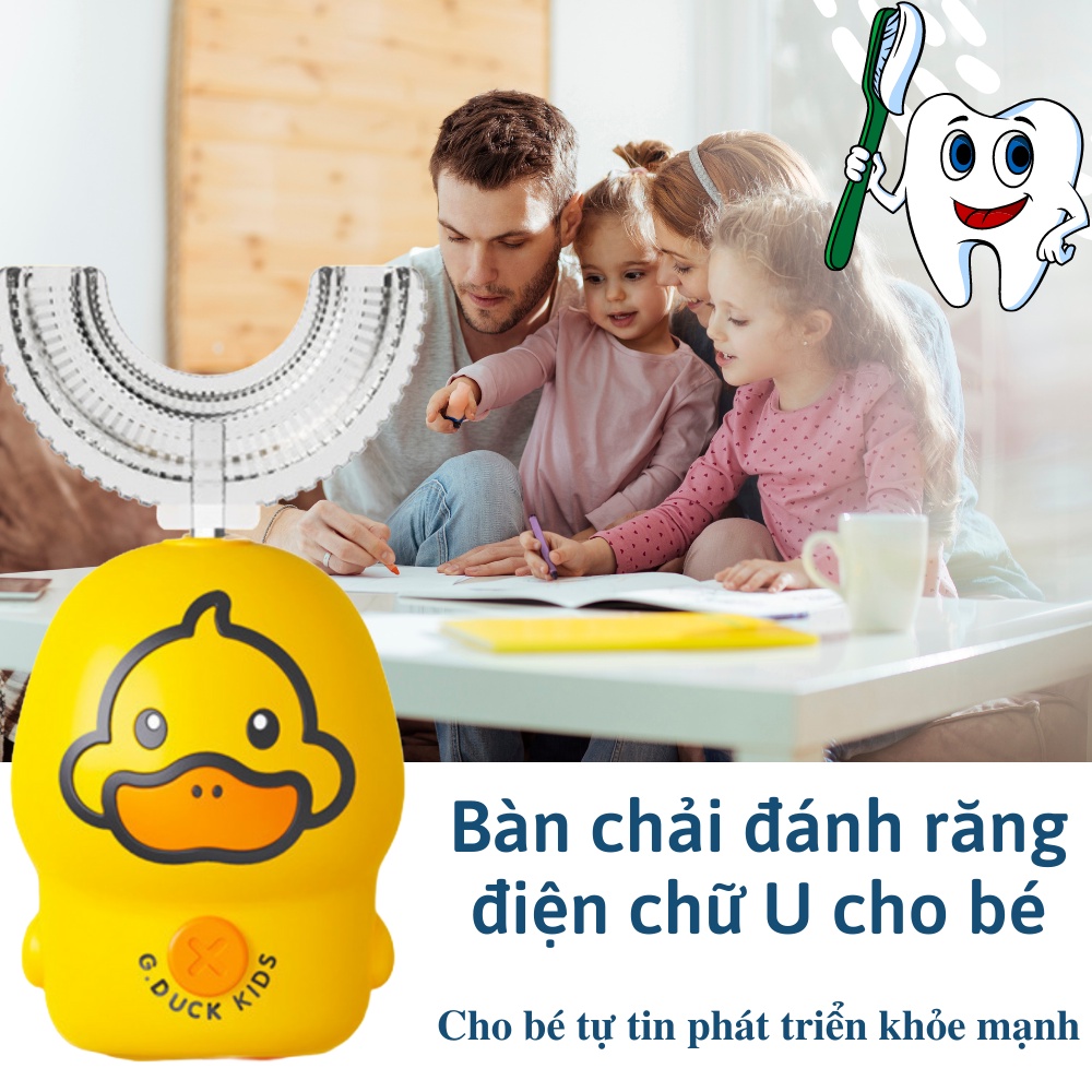 Bàn chải đánh răng điện chữ U cho bé CTFAST A3, độ tuôi từ 2-12, giúp bé vệ sinh răng miệng -Tặng kem đánh răng